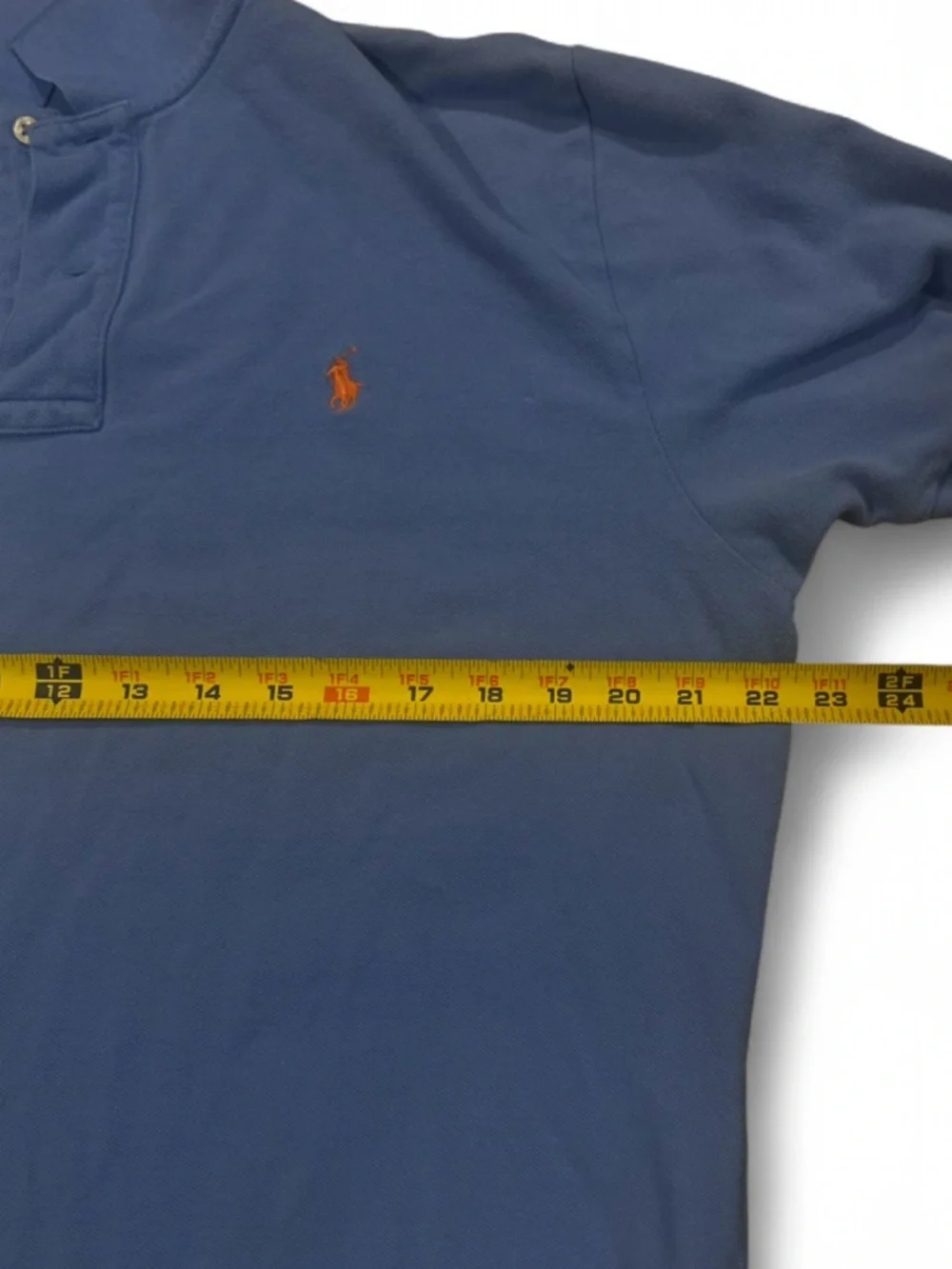Y2K VTG Polo Ralph Lauren Men's Light Blue Polo with Orange Pony Size Large